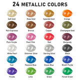 ABEIER Metallic Acrylic Paint, Set of 24 Metallic Colors in 2oz/60ml Bottle, Rich Pigments, Non Fading, Non Toxic Paints for Artist, Beginners & Kids Abeier