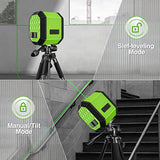 Huepar Green Beam Cross Line Laser Level, Self-Leveling Vertical and Horizontal Line Laser Leveler Tool with Rechargeable Li-ion Battery for Huepar