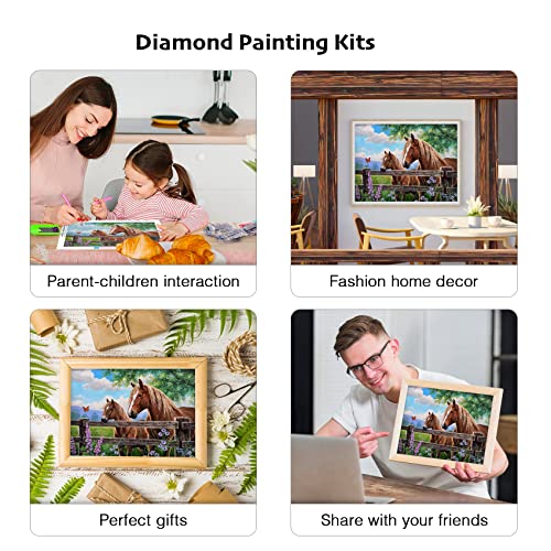 Horse Diamond Painting Art Kits for Adults and Kids,5D Diamond Painting Horse Kits for Adults and Kids, Diamond Art Horse Kits for Home Wall Decor