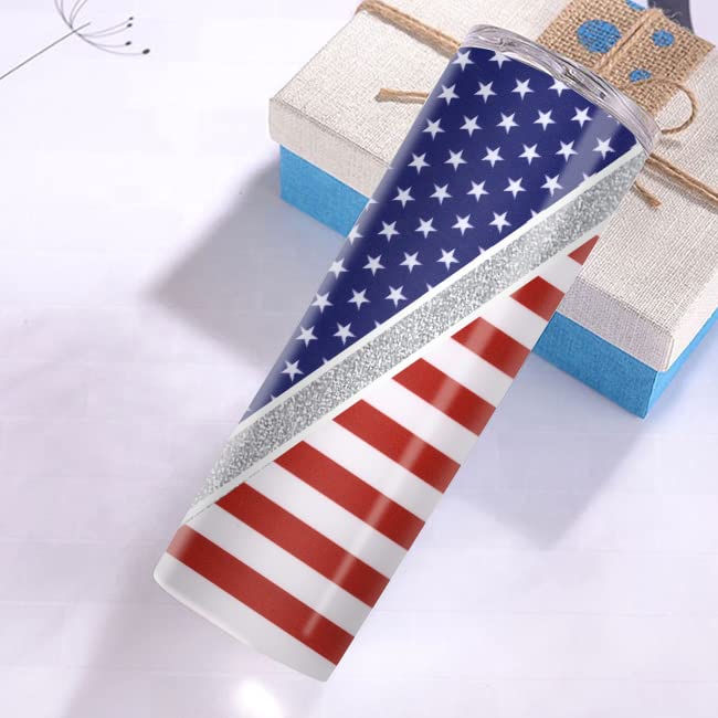 Tintnut American Flag Permanent Vinyl - 10 Sheets 12"x10", USA Flag Patriot Adhesive Vinyl, Independence Day Pattern Self Sticker Waterproof Vinyl Tintnut