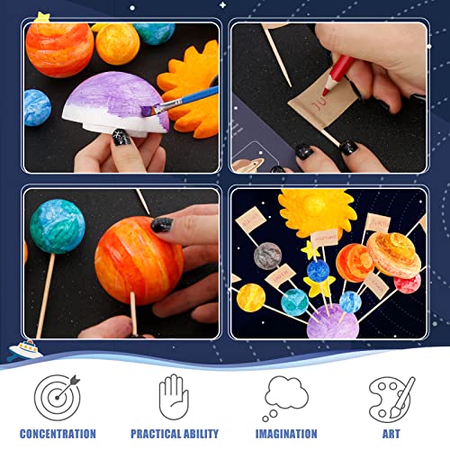 Pllieay 63PCS Solar System Foam Ball Kit Includes Color Pigments, Palette, Mixed Sized Polystyrene Spheres Balls, Toothpick Flag, Painting Brushes, Pllieay