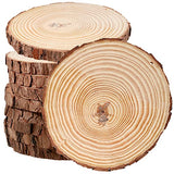 JEUIHAU 10 PCS 6.7-7 Inches Natural Wood Slices with Holes, Unfinished Predrilled Wooden Circles Tree Bark Slice, Blank Wooden Log Circles for DIY JEUIHAU