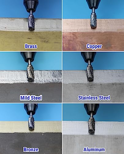 Mars-Rock Carbide Burr Set Compatible with Dremel Milwaukee 1/8" Shank 10PCS w/Wood Base Die Grinder Rotary Tool Rasp Bits Accessories Attachments Mars-Rock