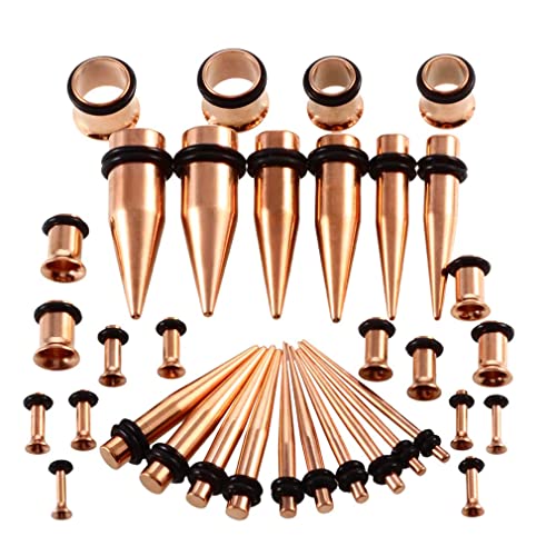 CABBE KALLO 36 pcs Ear Stretching Kit Gauges Tapers Surgical Stainless Steel &14G-00G Tunnels Gauges Set Expanders for Women Men Body Piercing CABBE KALLO