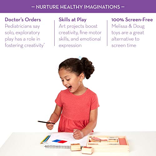 Melissa & Doug Wooden Stamp Set: Vehicles - 10 Stamps, 5 Colored Pencils, 2-Color Stamp Pad Melissa & Doug