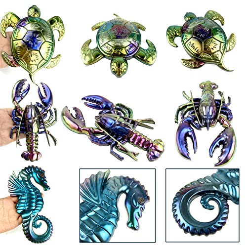 3Pcs Sea Animal Resin Molds Silicone Sea Turtles Lobster Seahorse Mold Epoxy Resin Casting Mold Large Unique Marine Mould for DIY Resin Concrete japleed
