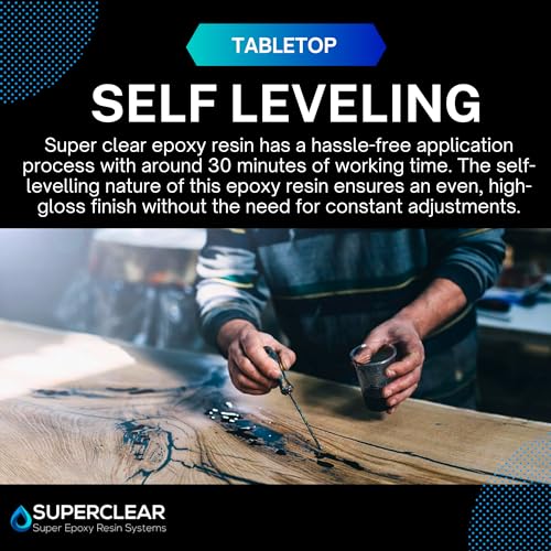 Superclear Table Top Epoxy Resin, 2 Quart Epoxy Kit - Certified Food Grade 1:1 Protective Epoxy Resin for River Tables, Live Edge Tables, Bar Tops, FGCI