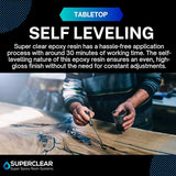 Superclear Table Top Epoxy Resin, 2 Quart Epoxy Kit - Certified Food Grade 1:1 Protective Epoxy Resin for River Tables, Live Edge Tables, Bar Tops, FGCI