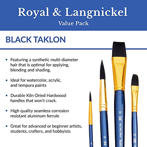 Royal Brush Manufacturing Royal and Langnickel Zip N' Close 12-Piece Brush Set, Soft Black Taklon - WoodArtSupply