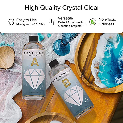 GenCrafts 64 oz Epoxy Resin Kit - Crystal Clear and Perfect for Silicone Molds, Jewelry Art, Coating, Tumblers, and More - for use with Additives - WoodArtSupply