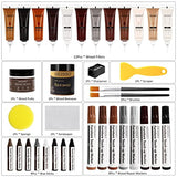 DEWEL Wood Furniture Repair Kit, New Upgrade Wood Fillers, Furniture Touch Up Markers, Wax Sticks, Wood Putty with Beeswax for Cracks, Wood Hole, DEWEL