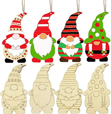 FOMIYES Unfinished Christmas Gnome Slices, Wooden Gnome Hanging Ornaments, Blank Gnome Embellishments for DIY Crafts, Xmas Tree, Home Decor 40Pcs FOMIYES