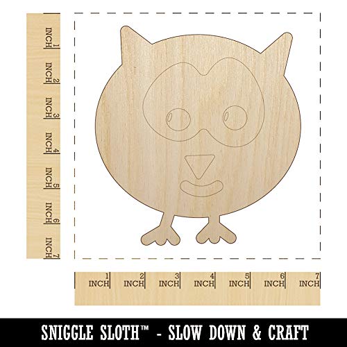 Owl Doodle Unfinished Wood Shape Piece Cutout for DIY Craft Projects - 1/4 Inch Thick - 6.25 Inch Size Sniggle Sloth