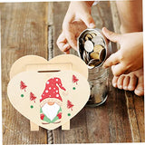 Abaodam 4pcs DIY Piggy Bank Unfinished Wood Toys to Paint Change Holder Case Coin Storage Jar Large Piggy Bank Wooden Money Bank Heart Shaped Piggy Abaodam