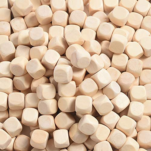 ccHuDE 100 Pcs Blank Wooden Dice Unfinished Wood Dice Wooden Cubes Wooden Square Blocks for DIY Craft Projects 16mm