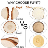 Fuyit Wood Slices 6 Pcs 6-6.3 Inches Unfinished Natural Tree Slice Wooden Circle with Bark Log Discs for DIY Arts and Craft Rustic Wedding Christmas Fuyit