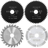 3-3/8 Inch Circular Saw Blade Set Diameter 85mm, 4-Pieces Metal Cutting Circular Saw, TCT/HSS/Diamond Saw Blades for Wood, Plastic, Metal, Tile EATHEATY