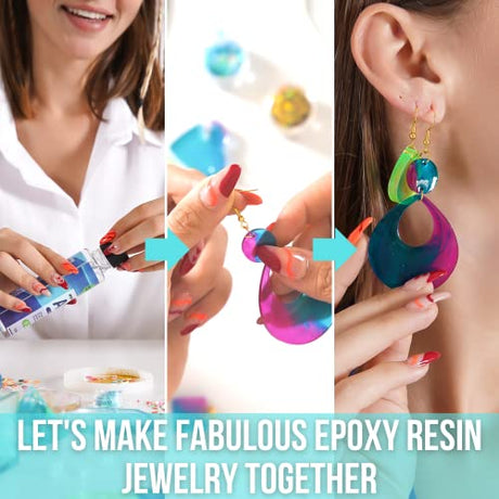 Modda Epoxy Resin Kit with Video Course, Includes Color Pigment, Silicone molds, Necklace Cord, Earring Hooks for Jewelry Making, Epoxy Resin Starter MODDA