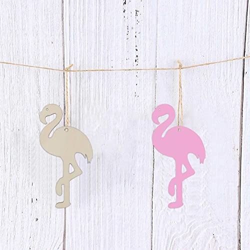 20pcs Flamingo Shape Unfinished Wood Cutouts DIY Crafts Blank Flamingo Wooden Ornaments for Summer Hawaii Luau Theme Party Decoration JANOU