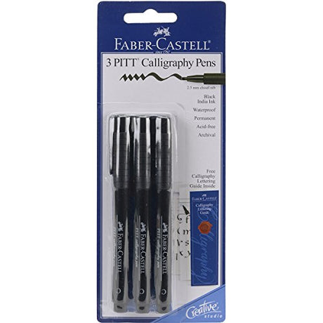 Faber-Castell PITT Calligraphy Pens Chisel Tip, 2.5mm, Black, 3-Pack Faber-Castell