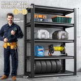REIBII Garage Shelving Heavy Duty Garage Storage Shelves, Extra Large Adjustable Storage Rack with 5-Tier Metal Shelving Unit, 2050LBS Loads Heavy REIBII