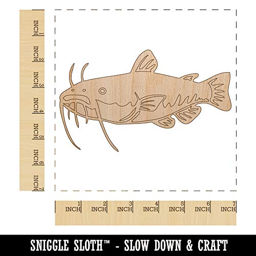 Freshwater Catfish Fish Fishing Unfinished Wood Shape Piece Cutout for DIY Craft Projects - 1/4 Inch Thick - 6.25 Inch Size