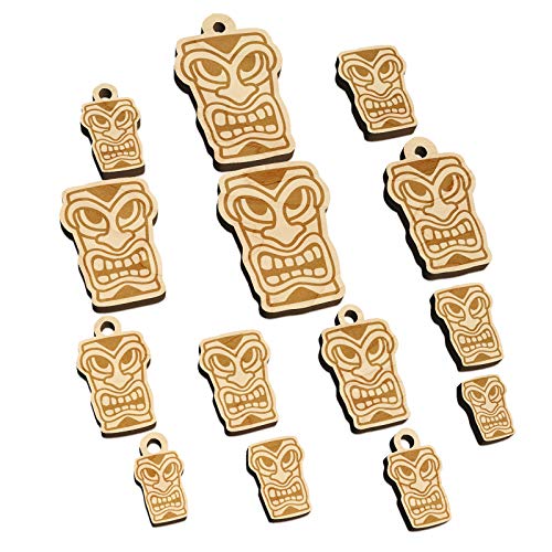 Hawaiian Tiki Head Mini Wood Shape Charms Jewelry DIY Craft - 20mm (15pcs) - No Hole - WoodArtSupply