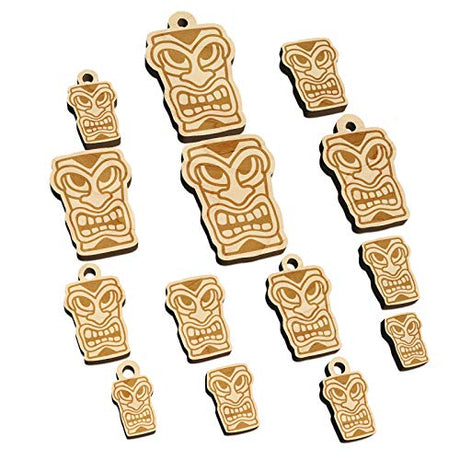 Hawaiian Tiki Head Mini Wood Shape Charms Jewelry DIY Craft - 20mm (15pcs) - No Hole Sniggle Sloth