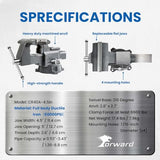 Forward CR40A-4.5In Bench Vise 210 Degrees Swivel Base Heavy Duty with Anvil (4 1/2") Forward