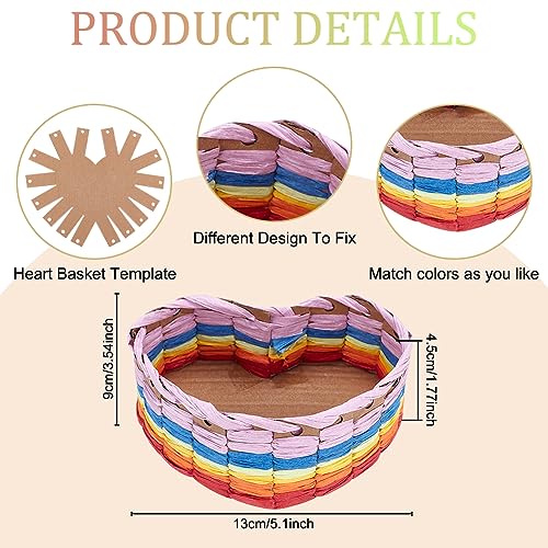 FREEBLOSS 8 Set Heart Style Basket Weaving Kit Introductory Sewing for Beginners, Creative Woven Bowl Suitable for for Kids Arts and Crafts Projects FREEBLOSS