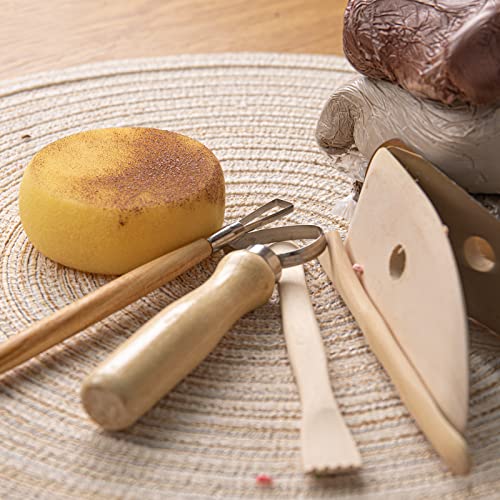 KACOLA Pottery Tool Kit, 17pcs Polymer Clay Tools, Modeling Clay Sculpting Tools Kit, Ceramics Tools, Trimming, Embossing Pattern, Smooth Wooden KACOLA