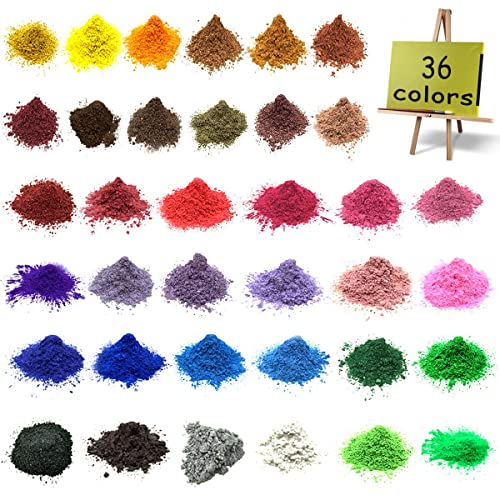 Mica Powder–Epoxy Resin Dye–Soap Dye Soap Colorant for Bath Bomb Dye Colorant– 36 Powdered Pigments Set – Mica Powder Organic for Soap Molds–Makeup