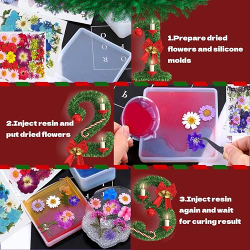 CONVELIFE Dried Flowers for Resin, 120pcs Natural Flowers and Leaves Compressed, Vacuum Packed DIY Dried Flowers for Epoxy, Jewelry, Candles, Soap, CONVELIFE