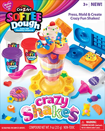Cra-Z-Art Softee Dough Crazy Shakes Milkshake Playset, Modeling Dough Play Toy for Kids Ages 3 Years and Up Cra-Z-Art