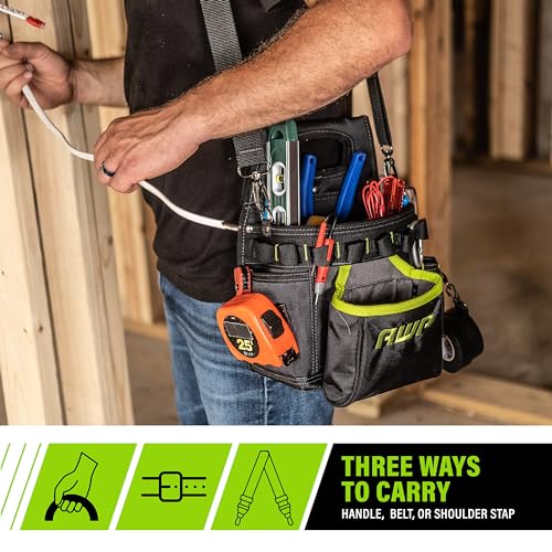 AWP TrapJaw 3-in-1 Electrician Tool Pouch with Spring-Loaded Technology, Designed for Professional Electricians and Maintenance Repair - WoodArtSupply