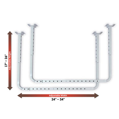 HyLoft 80842-10 33 in. x 34 in. Adjustable Garage Ceiling Mount Storage Rack Kit, Garage Overhead Storage Bracket, White - WoodArtSupply