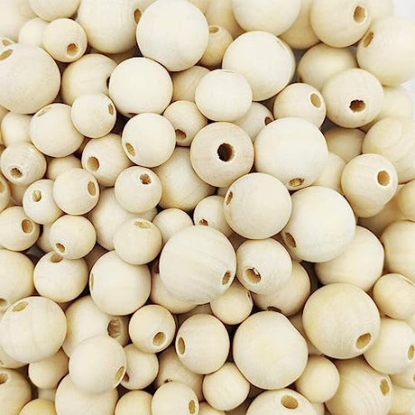 300pcs 10MM Wood Beads Natural Unfinished Round Wooden Loose Beads Wood Spacer Beads for Craft Making Decorations and DIY Crafts(10MM) pojah