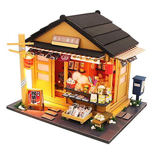 Spilay DIY Miniature Dollhouse Kit with Wooden Furniture,Handmade Japanese Style DIY Dollhouse Kit with Dust Cover & LED,1:24 Scale Creative Room