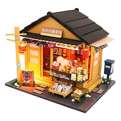 Spilay DIY Miniature Dollhouse Kit with Wooden Furniture,Handmade Japanese Style DIY Dollhouse Kit with Dust Cover & LED,1:24 Scale Creative Room