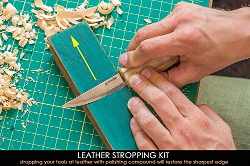 BeaverCraft S13 Wood Carving Tools Set for Spoon Carving 3 Knives in Tools Roll Leather Strop and Polishing Compound Hook Sloyd Detail Knife - WoodArtSupply