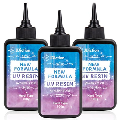 JDiction UV Resin 300g, Crystal Clear UV Resin Solar Cure Sunlight Activated Hard Resin Kit for Jewelry Making, Casting and Coating, DIY Crafts