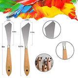 12 PCS Paint Brushes Sets,Background Blender Paint Brushes Painting Knife,Fan Blender Artist Brush,2in and 1in Landscape Brush for Oil Paint Supplies WOUFENG