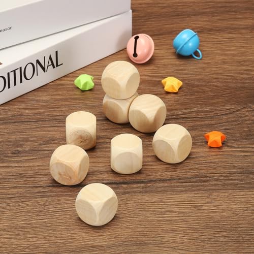 PATIKIL 18mm Blank Wooden Dice, 100 Pack Unfinished Wooden Blocks 6 Sided Wood Cube with Rounded Corners Square Wood Blocks for DIY Craft Projects PATIKIL