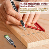 Small Square Tool with 0.7mm Mechanical Pencil Fixed Miter Angle Pin 90 Degree Mini Carpenter Square Precision Woodworking Machinist Measuring Square Gohelper