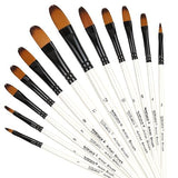 Dainayw 12 PCS Filbert Paint Brushes Set, Artist Brush for Acrylic Oil Watercolor Gouache Artist Professional Painting Kits with Synthetic Nylon Tips dainayw