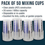TCP Global 20 Ounce (600ml) Disposable Flexible Clear Graduated Plastic Mixing Cups - Box of 50 Cups - Use for Paint, Resin, Epoxy, Art, Kitchen, TCP Global