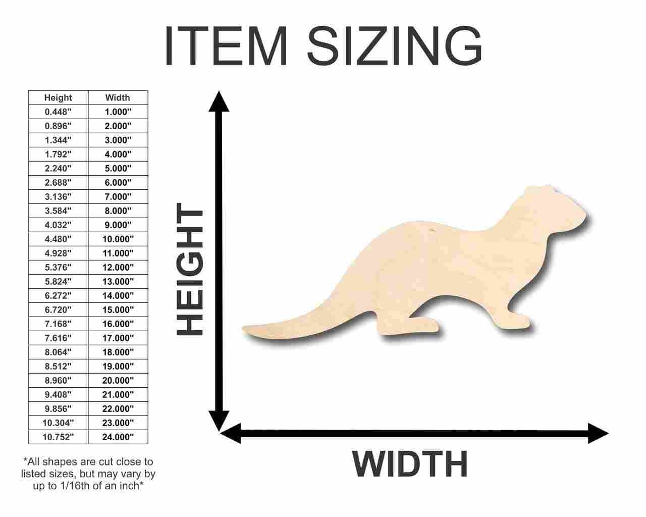 Unfinished Wood Otter Shape - Animal - Craft - up to 24" DIY 6" / 1/8" - WoodArtSupply