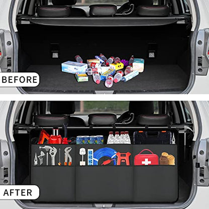 Orionstar Car Trunk Organizer, Large Back Seat Organizer With 7 Pockets, Waterproof Material, Hanging Trunk Organizer With Adjustable Straps, Automotive Interior Accessories for Auto SUV Vehicle