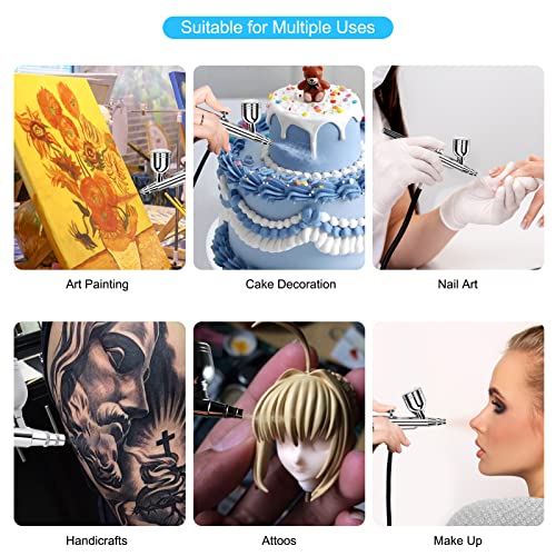 Gocheer Upgraded 40PSI Airbrush Kit, Dual-Action Multi-Function Airbrush Set with Compressor for Painting Portable Air Brush Set for Cake Decoration Gocheer