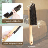2 Pieces Dust Brush Hand Broom Wooden Bench Brushes with Soft Bristles Counter Brush with Long Wood Handle Household Cleaning Brush for Sofa Bed Pet REDANHA